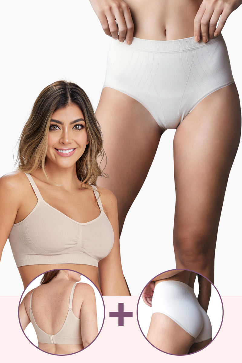 Contouring High-Leg Brief and Cozy Comfort Bra set in black