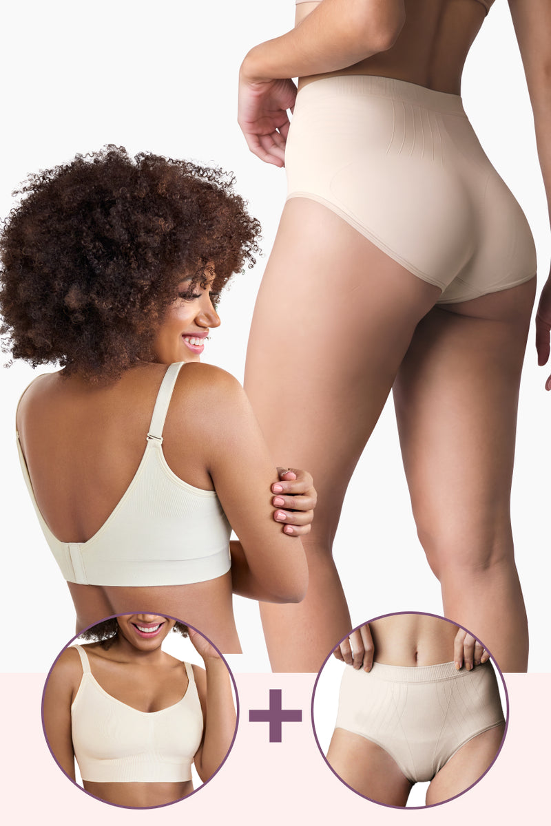 Contouring High-Leg Brief and Cozy Comfort Bra set in black