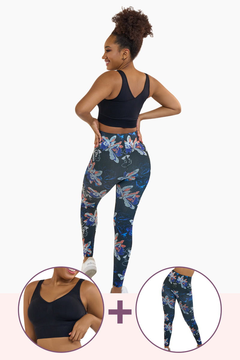 Floral print Leggings and 7 Wonders Shaper Bra set