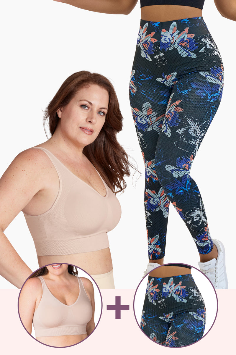 Floral print Leggings and 7 Wonders Shaper Bra set