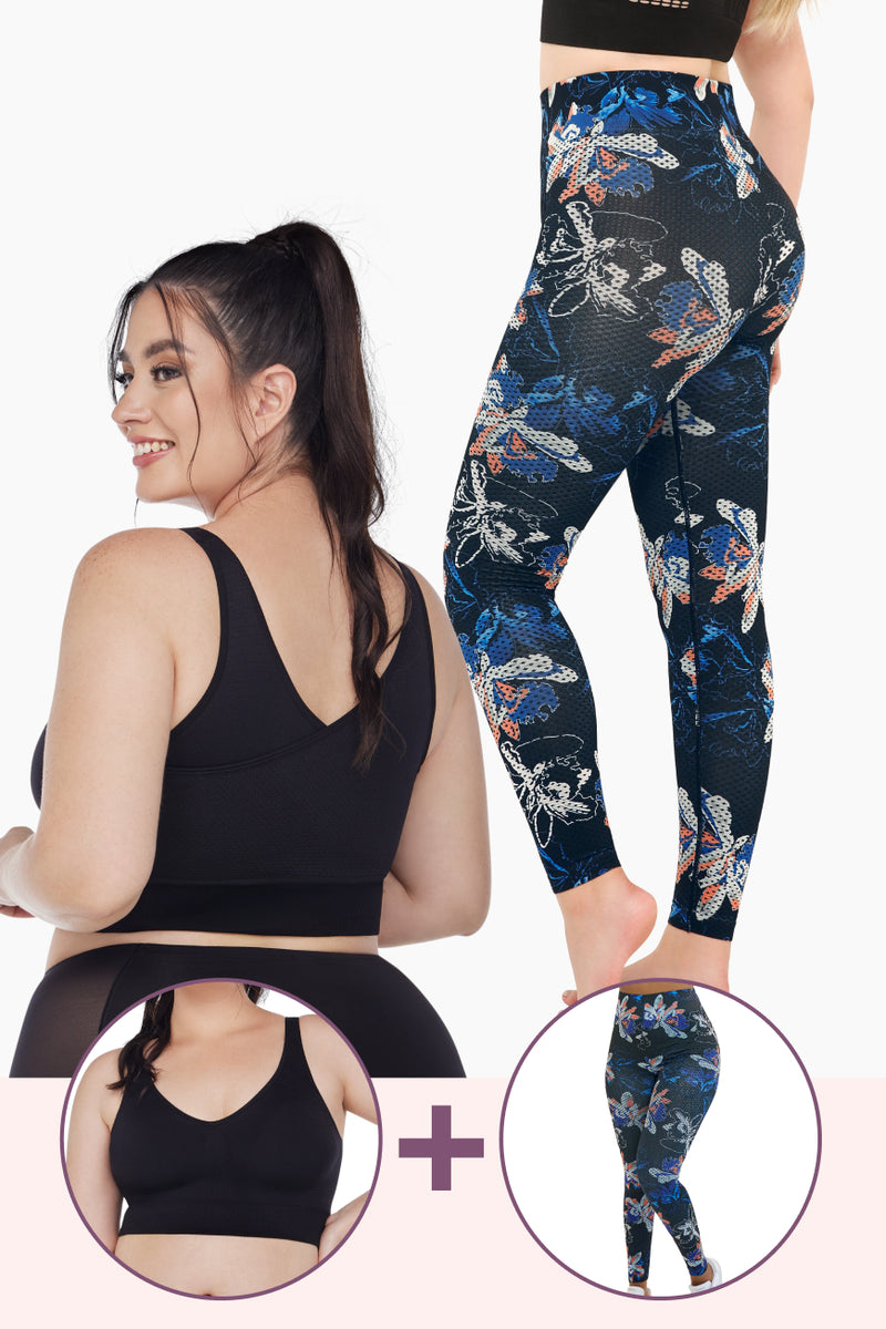 Floral print Leggings and 7 Wonders Shaper Bra set