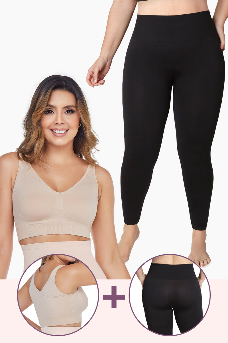 Relax Leggings and 7 Wonders Shaper Bra set in black
